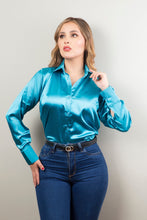 Cargar imagen en el visor de la galería, Camisa Elegante Azul Petroleo Emporium Daris Co XS Azul Petroleo Claro