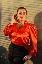 Cargar imagen en el visor de la galería, Camisa Elegante de Manga 3/4 Botones Forrados Prendas de vestir Emporium Daris Co XS Rojo