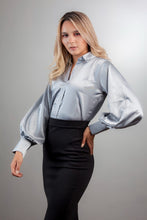 Cargar imagen en el visor de la galería, Camisa Elegante de Manga Globo Camisas Emporium Daris Co XS Gris Perla