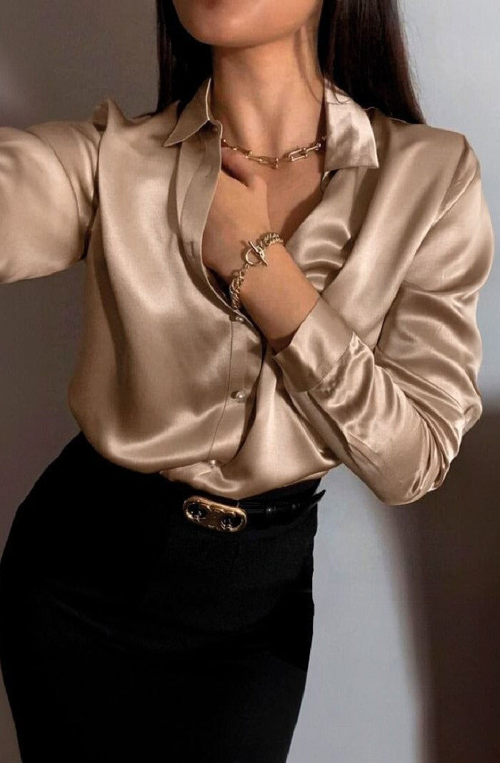 En Satin Blusas Elegantes Mujer Bogota Camisa Elegante Dorada Mujer