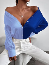 Cargar imagen en el visor de la galería, Camisa Elegante Azúl Cielo-Rey Mujer