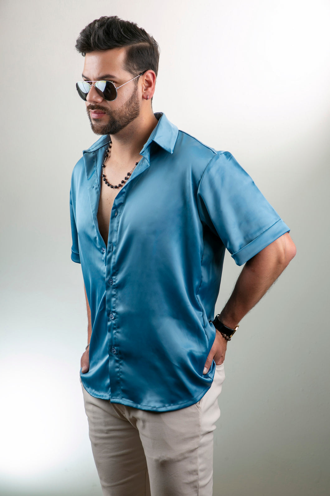 Camisa en Satín Gold Hombre Ref