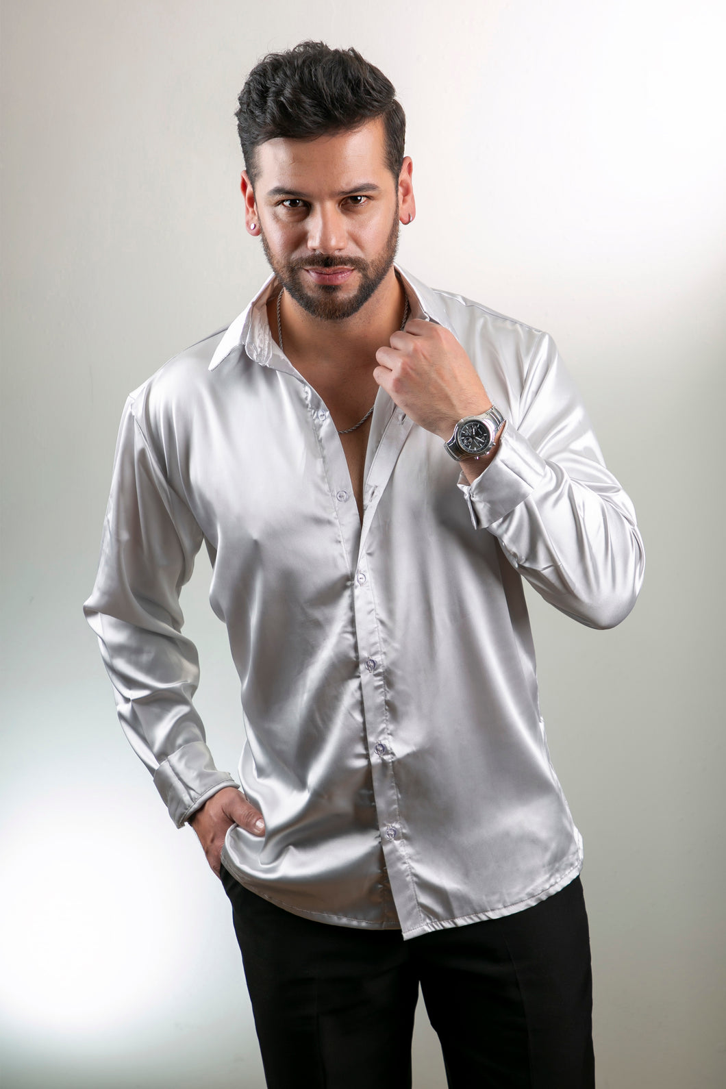 Camisa en Satín Gold Hombre Ref