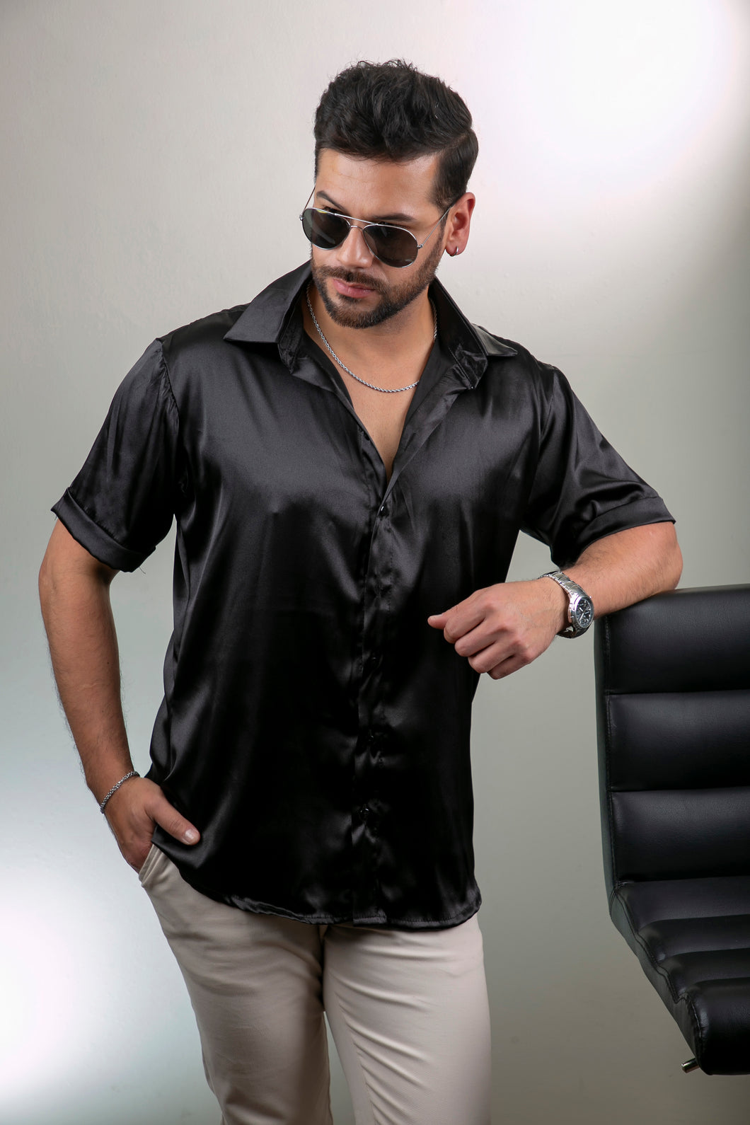 Camisa en Satín Gold Hombre Ref