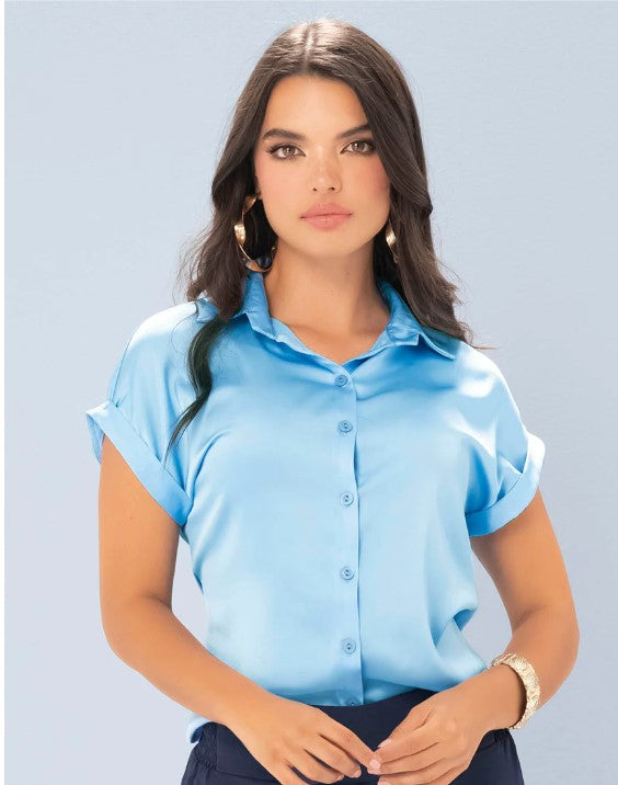 Camisa Elegante Manga Corta Mujer