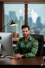 Cargar imagen en el visor de la galería, Camisa en Satín Gold Hombre Ref
