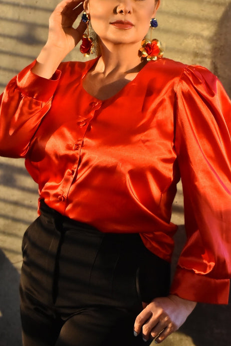 Camisa Elegante de Manga 3/4 Botones Forrados Prendas de vestir Emporium Daris Co XS Rojo 